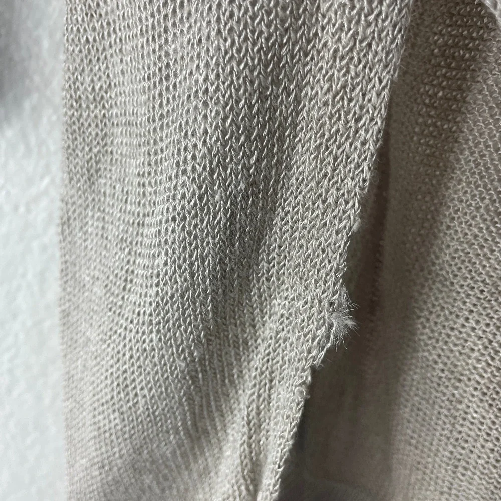 J. Jill Cardigan Large Beige Linen Blend Open Front‎ Longline Side Slit Sweater